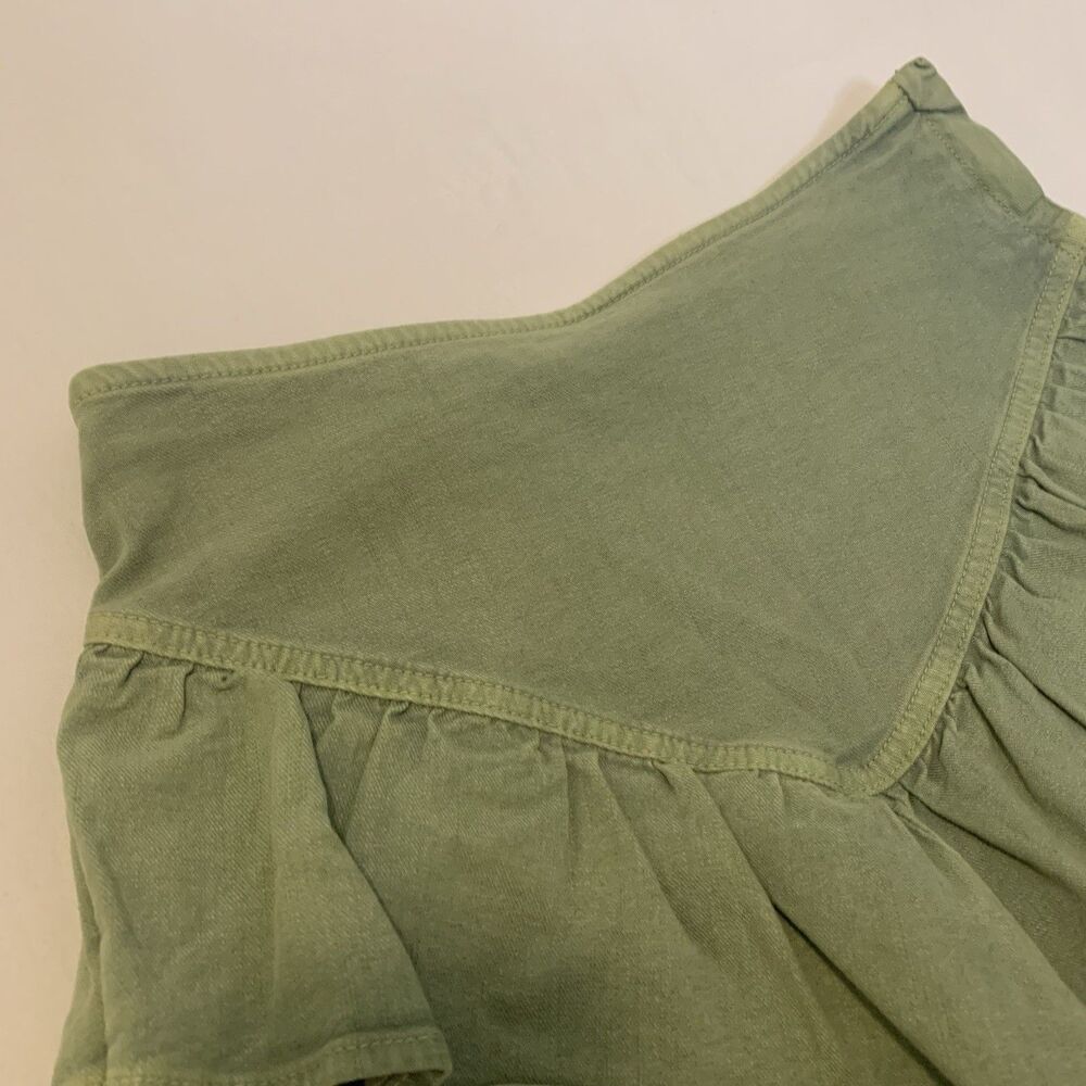 Mother The Ruffle Mini Skirt Green Loden Frost Cotton Blend - Women's 27 - Picture 3 of 12